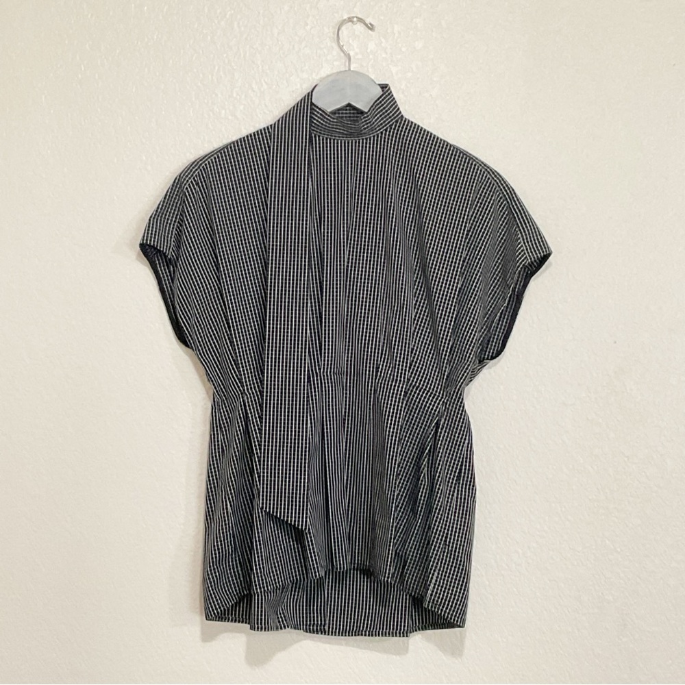 Fame and Partners Sebastian Top 40s Style Button Back Peplum Grid Windowpane - Picture 5 of 13